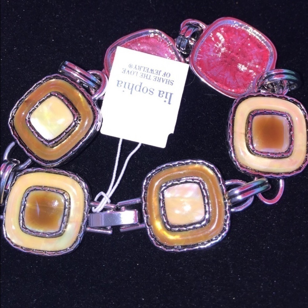 NWT Lia Sophie Brown Cream Silver Bracelet